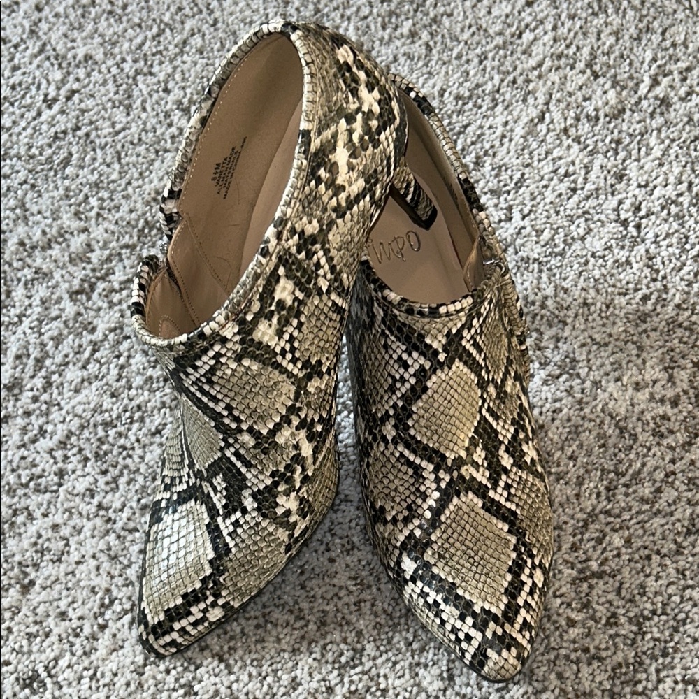 Impo Snakeskin Stiletto Booties